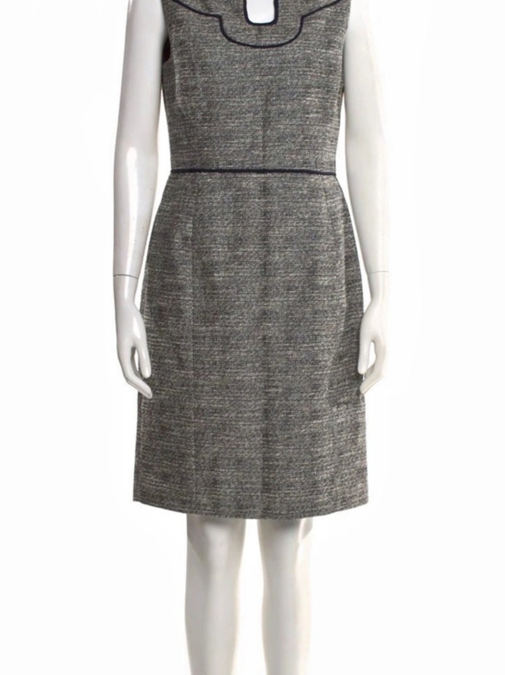 Tory Burch Gray Tweed Bateau Neck Sleeveless Knee Length Dress Size 6 Lined
